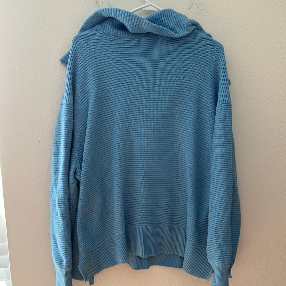 Blue Ribbed quarter zip Sweater 4x - Picture 4 of 4